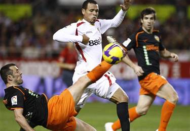 Sevilla's Luis Fabiano in action against Valencia